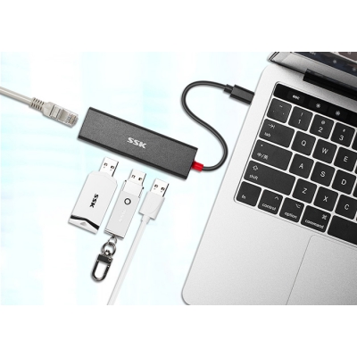 Cable chuyển USB Type-C sang 3 cổng USB + Lan SSK SHU-C540 - Hàng chính hãng