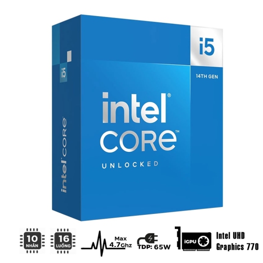 CPU Intel Core i5 14400 (Up To 4.70GHz, 10 Nhân 16 Luồng, 20MB Cache, LGA 1700)