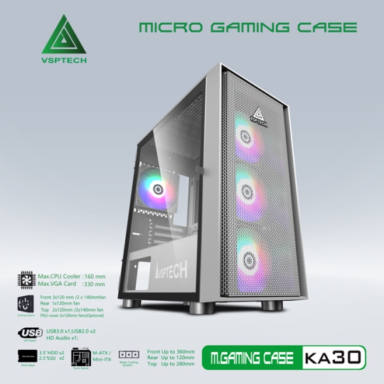 CASE VSPTECH GAMING KA30 (WHITE)