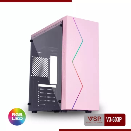 Case VSP V3-603P, Led trước mặt, hong trong suốt - Hồng 