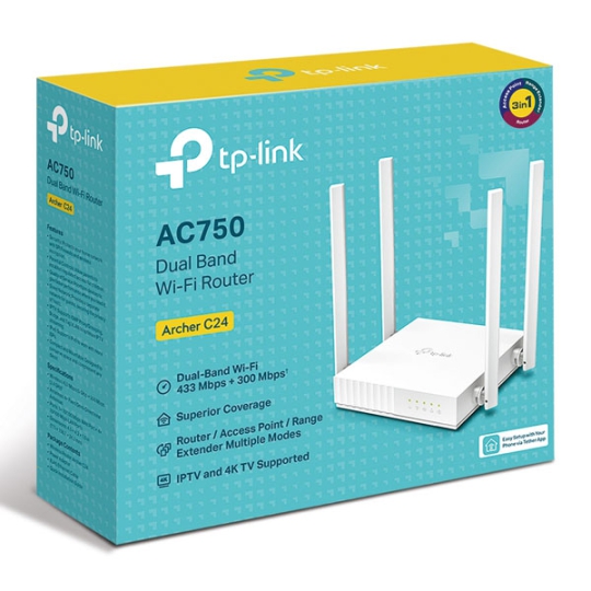 Phát Wi-Fi TP-Link Archer C24 (AC750) băng tần kép 2.4GHz+5GHz